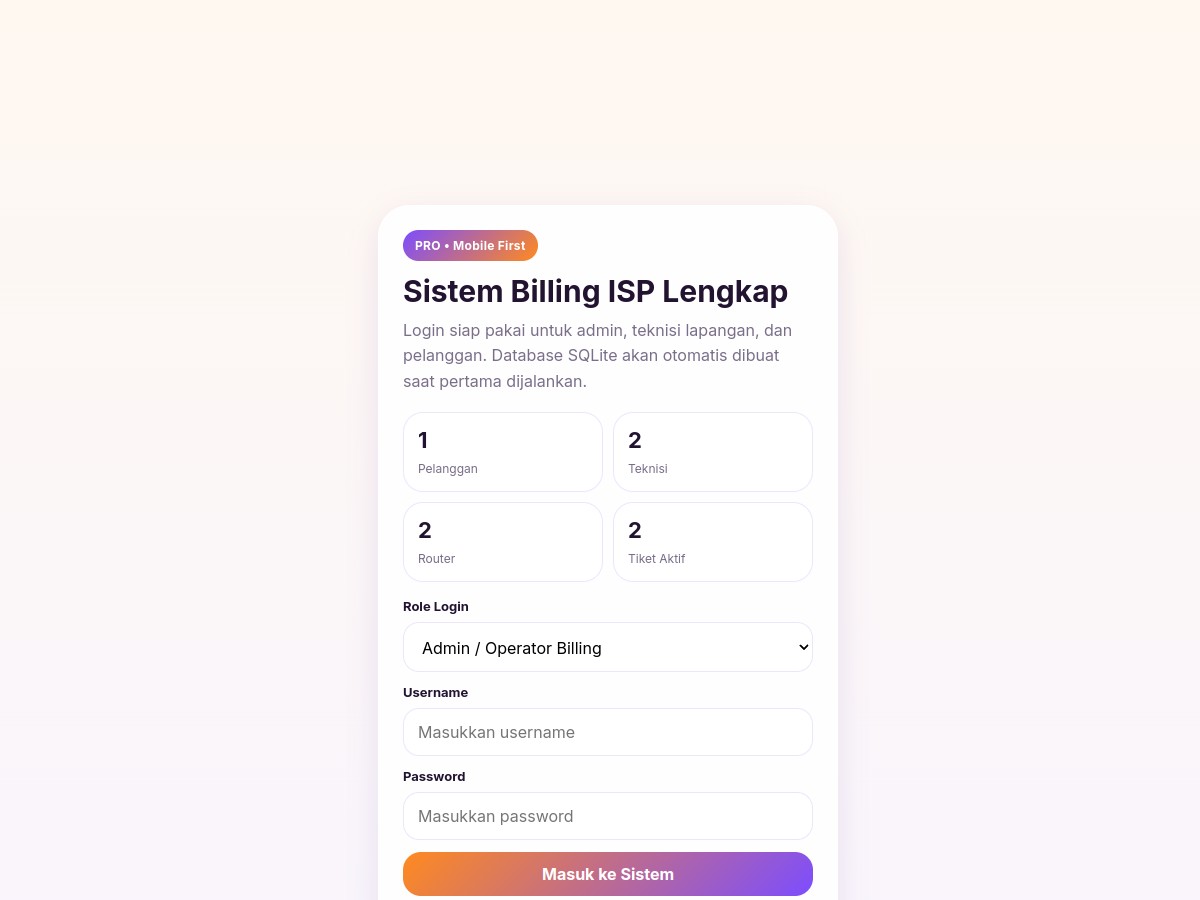 Sistem RT RW NET Billing ISP Ultra Auto Isolir